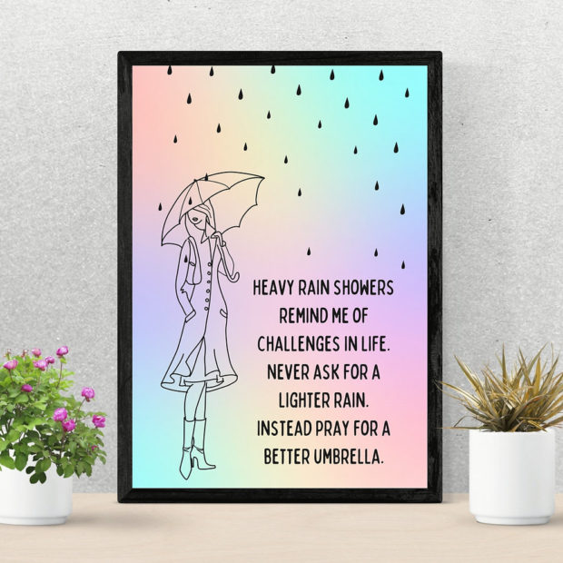 Umbrella Art | Umbrella Print | Gift For Her | Motivational Quote | Poster Print