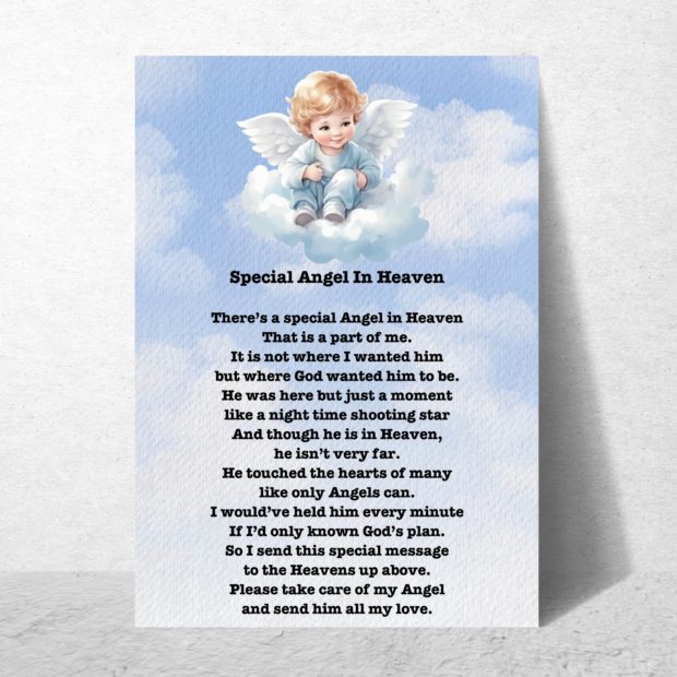 Special Angel in Heaven Poem Poster | Baby Loss Gift | Pregnancy Loss Gift