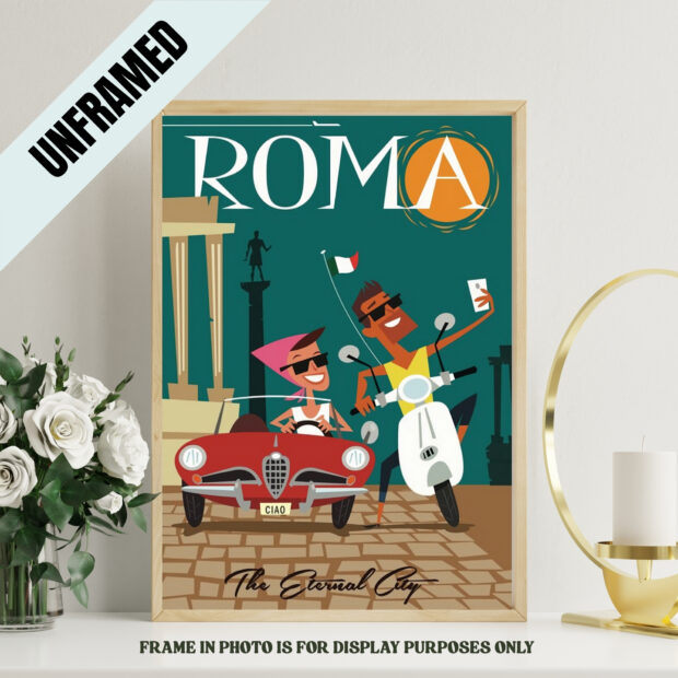 Roma Italy Souvenir Vintage Poster 12″×18″