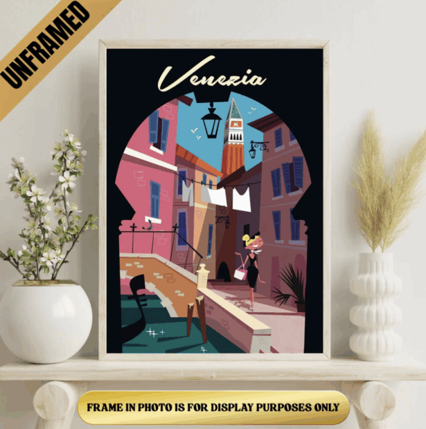 Venezia Italy Souvenir Vintage Poster 12″×18″