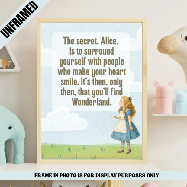 Alice in Wonderland Inspirational Quote Poster