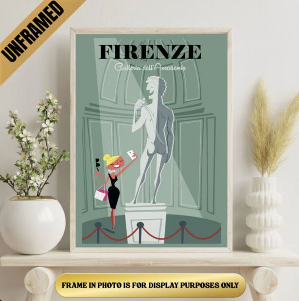 Vintage Firenze Florence Italy Souvenir Poster