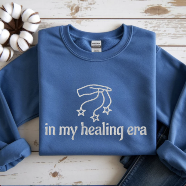Embroidered Cozy “In My Healing Era” Sweatshirt