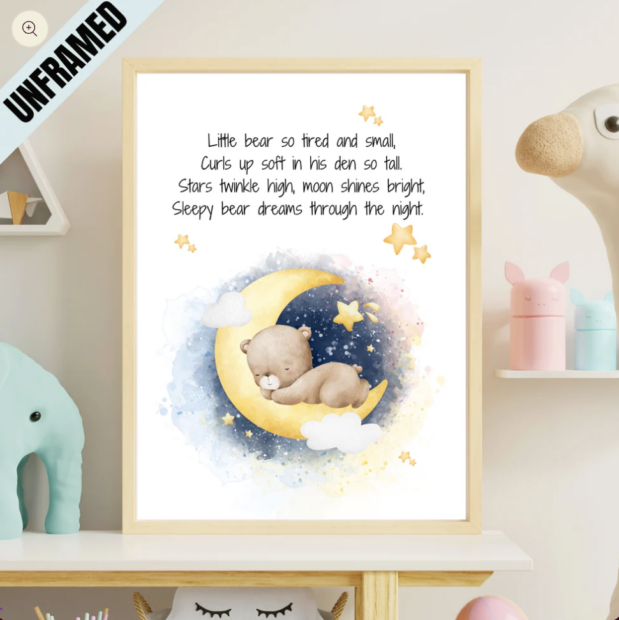 Sleepy Bear Nursery Poem Poster